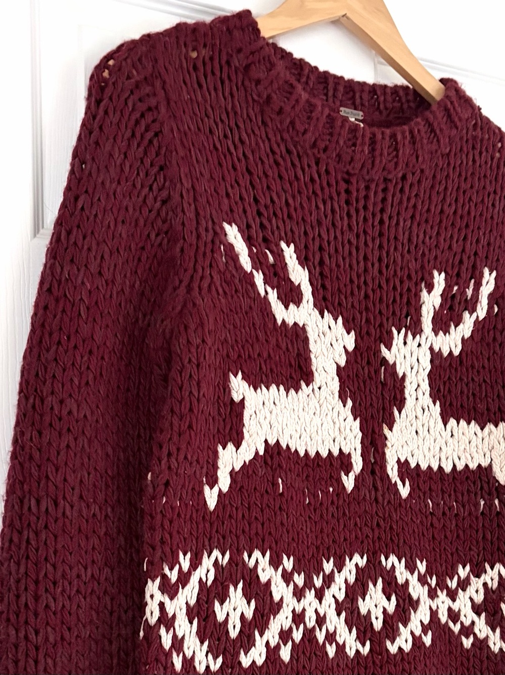 Free People Dancer and Prancer Reindeer Sweater Size M - Picture 4 of 5